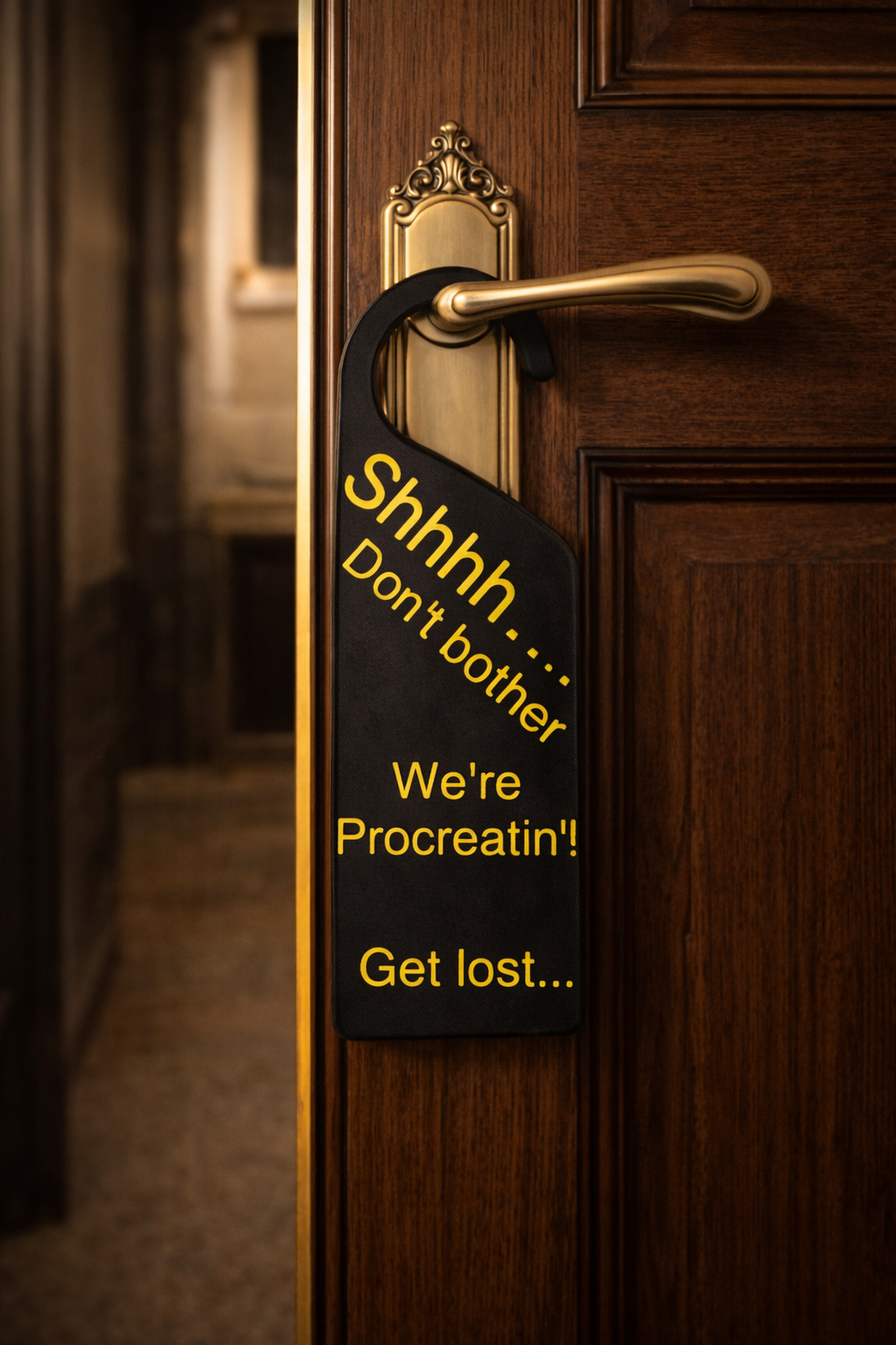 3D-Printed "Shhhh Don't Bother, We're Procreatin! - Do Not Disturb - Door Knob Sign -