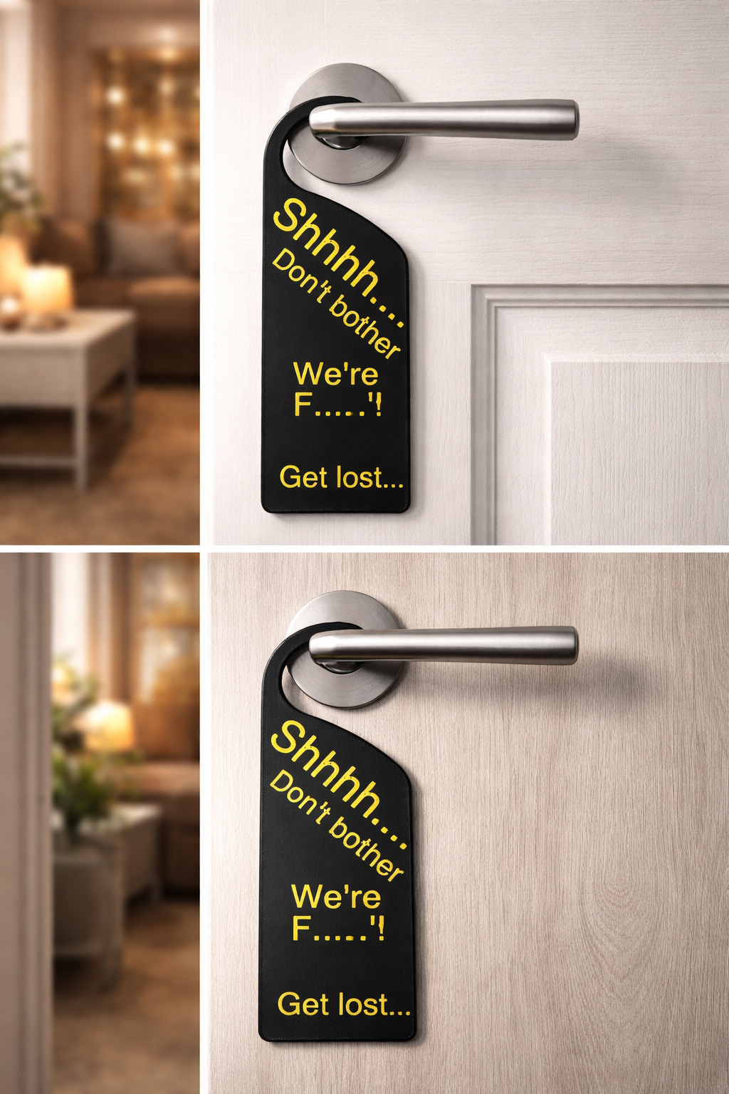 3D-Printed "Shhhh Don't Bother, We're F.........! - Do Not Disturb - Door Knob Sign