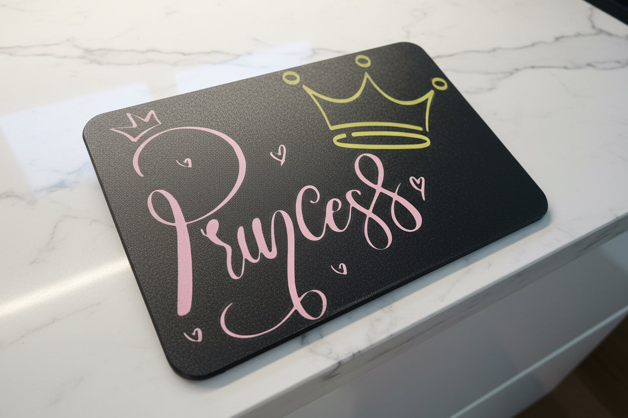 Princess cover on the kitchen bench