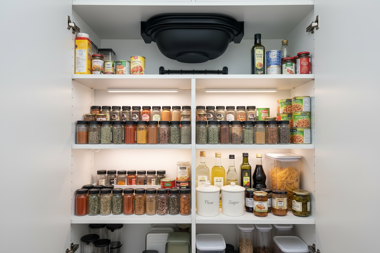 Varoma placed in pantry cabinet