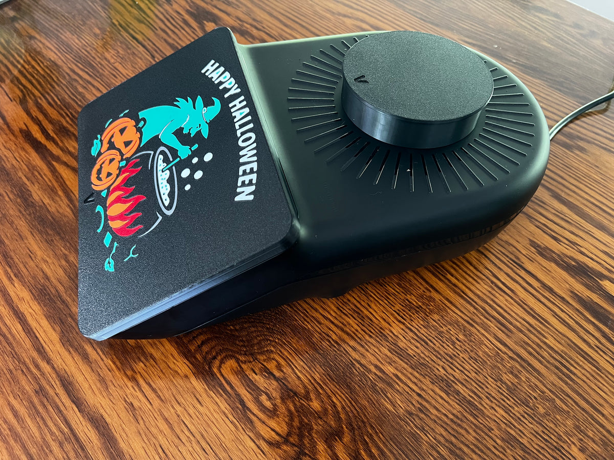 Close-up of the 3D printed Happy Halloween screen cover for the Thermomix TM7